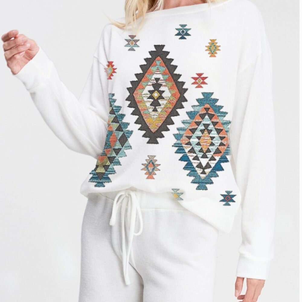 PHIL LOVE Aztec Print 2 Piece Loungewear Set - Picture 2 of 3